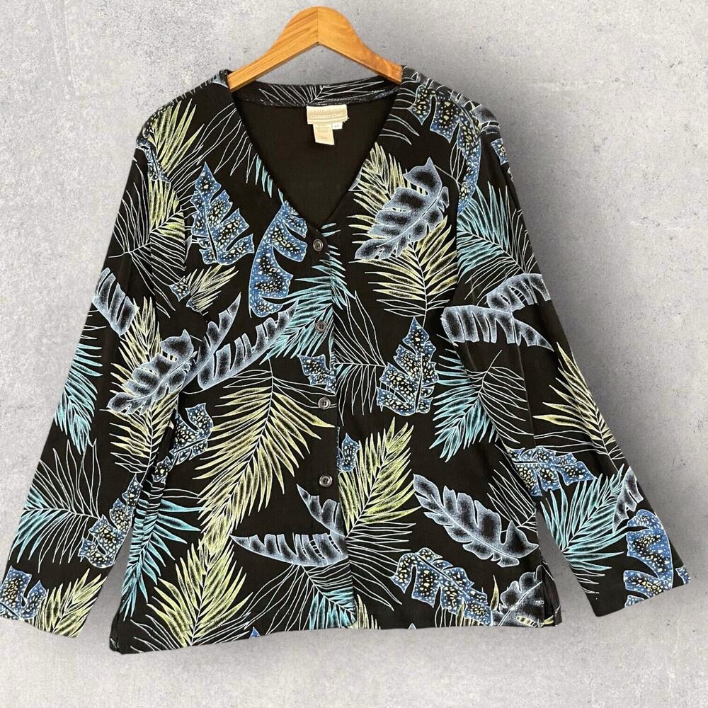 COLDWATER CREEK Women multicolor Slinky Travel Knit Button Front Blouse SZ/M